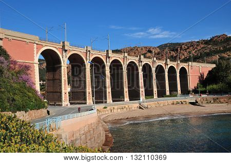 Saint Raphael; France - april 15 2016 : the picturesque Esterel cornice