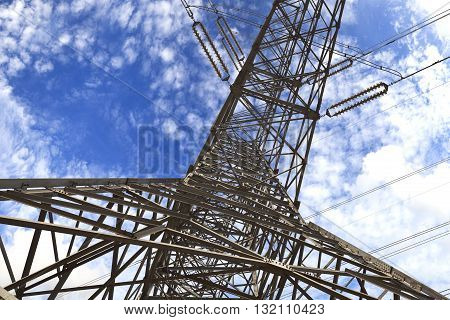 look up at High-voltage power transmission towers