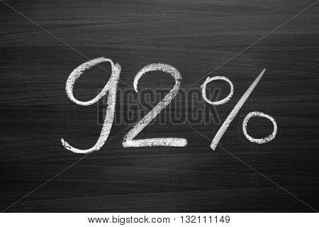 92 percent header written with a chalk on the blackboard