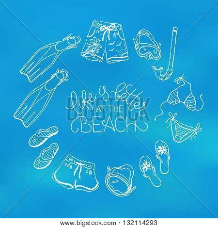 Beach Accessories Illustration.