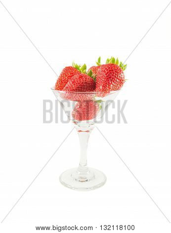 Strawberries In A Glass On A White Background