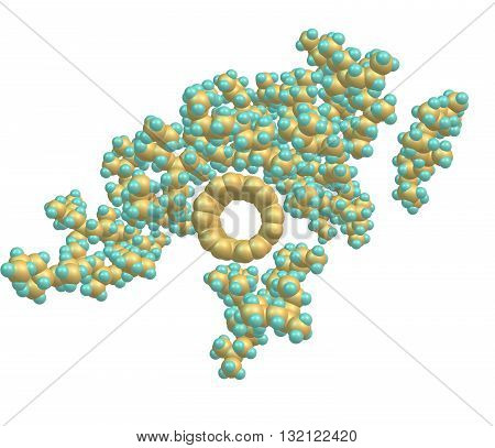 Single-walled carbon nanotube - polyethylene composite material. 3d illustration