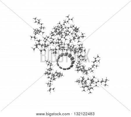 Single-walled carbon nanotube - polyethylene composite material. 3d illustration