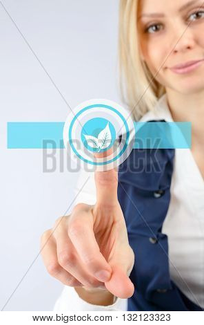 Woman Presses A Finger On Vegetarianism Icon