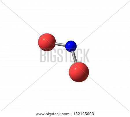 Nitrogen dioxide is the chemical compound with the formula NO2. It is one of several nitrogen oxides. NO2 is an intermediate in the industrial synthesis of nitric acid. 3d illustration