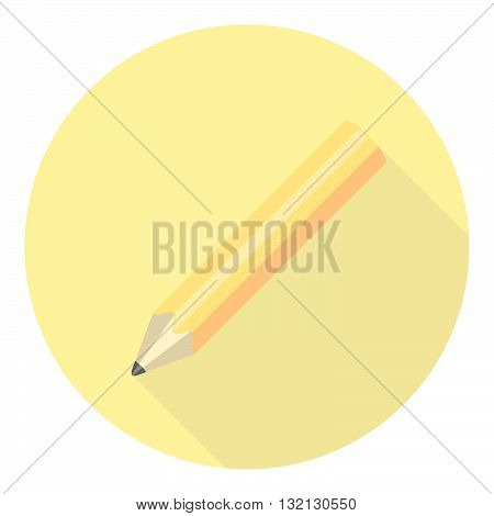 Pencil Icon With Long Shadow Flad Design