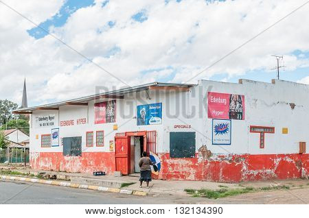 EDENBURG SOUTH AFRICA - MARCH 8 2016: A supermarket in Edenburg a small town in the Free State Province showing typical decline of rural areas