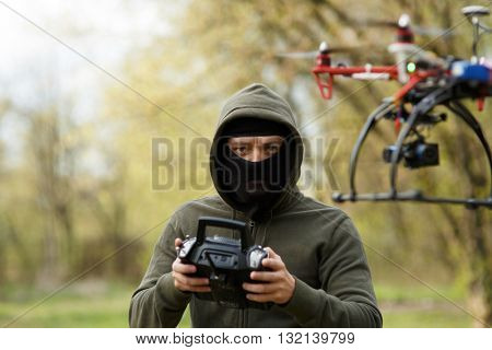 Man flying with the drone