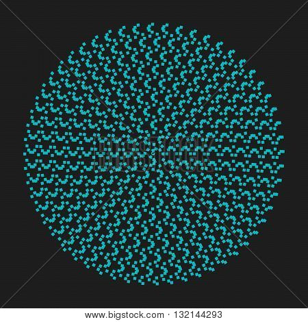The pattern of pixels on a dark background.
