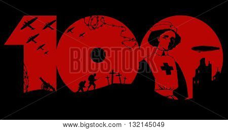 World War One centennial graphic design, EPS8 vector illustration