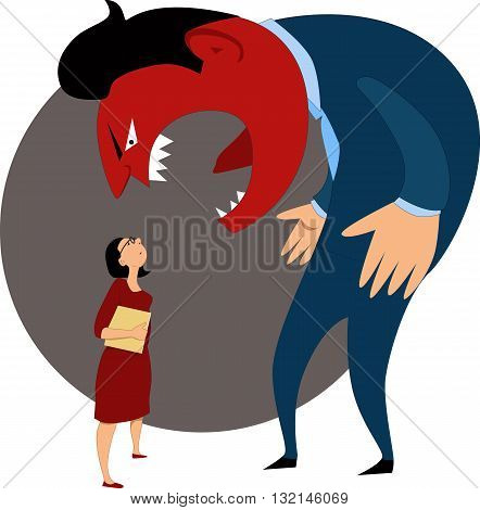Verbal aggression against female employee, EPS8 vector