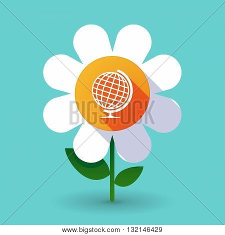 Vector Flower With  A Table World Globe