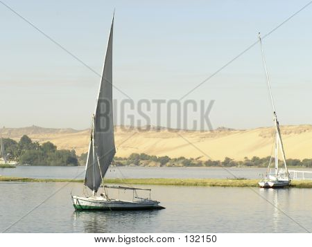 Felúky na Nilu, Egypt,