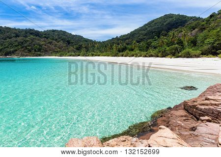 Deserted Malaysian tropical beach on Pulau Redang Island