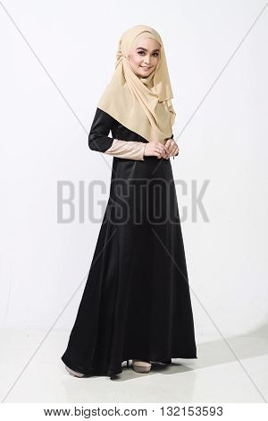 Asian Malay Woman Posing With Muslim Attire