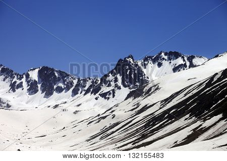 Snowy Mountains At Nice Spring Day