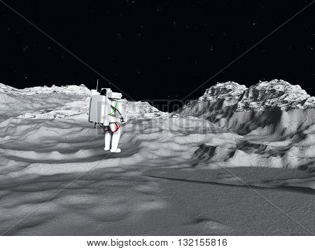 Lunar Astronaut 3D Render