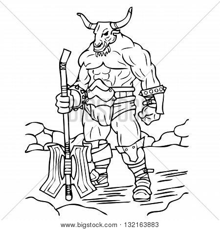 a black outline of a large minotaur
