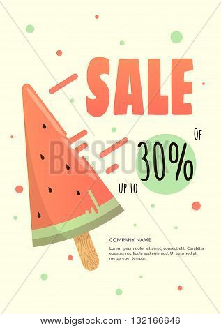 Super Sale modern banner in the sweet discounts. Template Sale. Big Sale. Special offer. Up to 30 interest discount. Bright colors for a flyer. Summer banner.