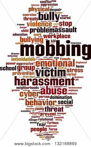 Mobbing word cloud concept. Vector illustration on white