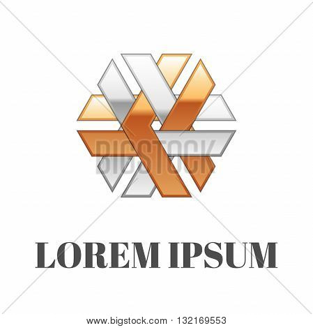 Abstract gold-silver logo on white background. Vector Illustration.