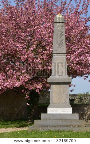 Sagy France - april 18 2015 :war memorial in spring