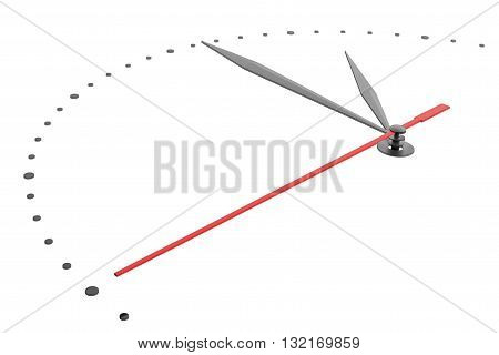 White wall clock isolated on white background. 3D illustration
