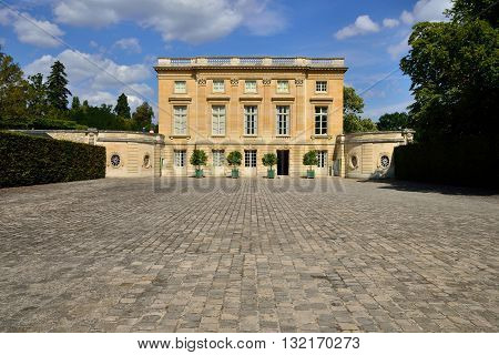 Versailles France - august 19 2015 : Petit Trianon in the Marie Antoinette estate in the parc of Versailles Palace