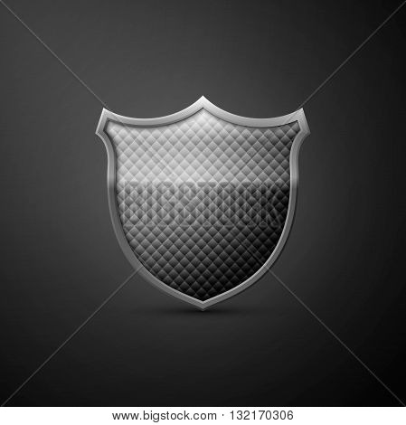 Metal shield icon on gray background. Vector illustration. EPS10