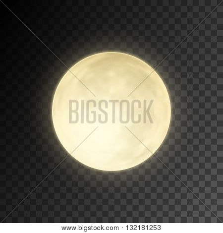 Realistic deatailed full moon isolated on transparent background. Eps10 vector illustration, easy to use.