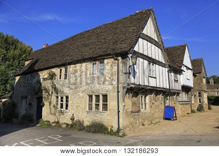 Old houses in the pretty village of Lacock in Wiltshire UK