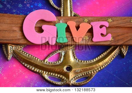 give word on a abstract colorful background