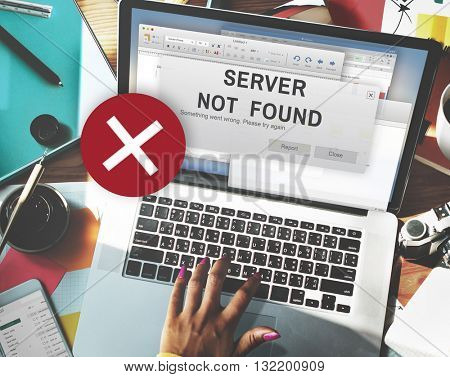 Server Not Found Error Inaccessible Concept