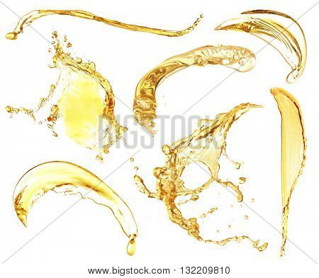 Set of beer or wine splashes, isolated on white