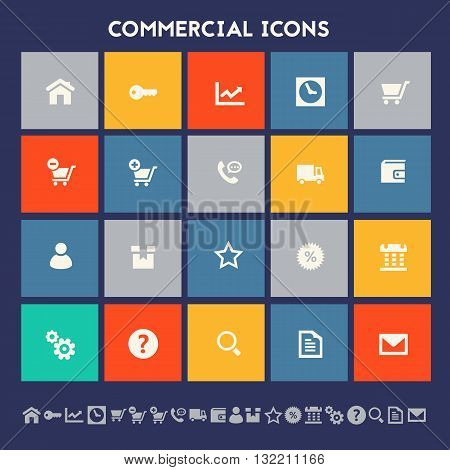 Modern flat design multicolored commercial icons collection