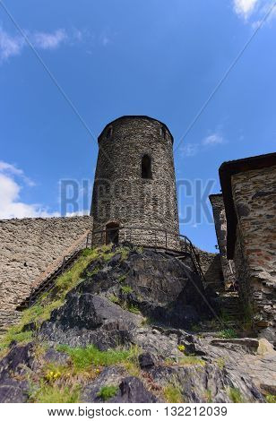 Castle Strekov in valley of river Labe in Usti nad Labem city