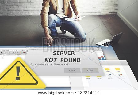 Server Not Found Error Inaccessible Concept