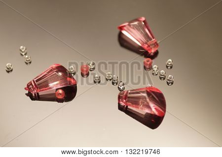 sewing add ons red and clear jewel look