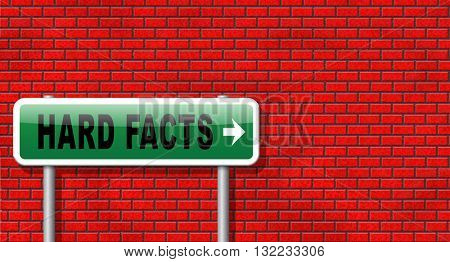 hard facts or proof, scientific proven fact, road sign billboard.
