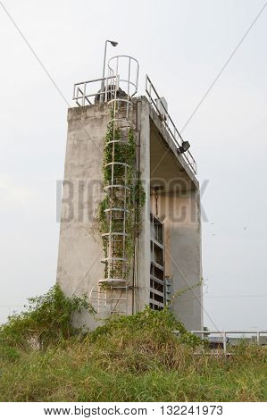 close up cement dam in country Thailand