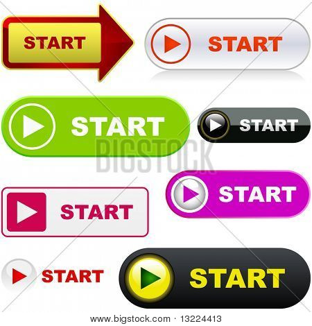 Start button. Vector set for web.