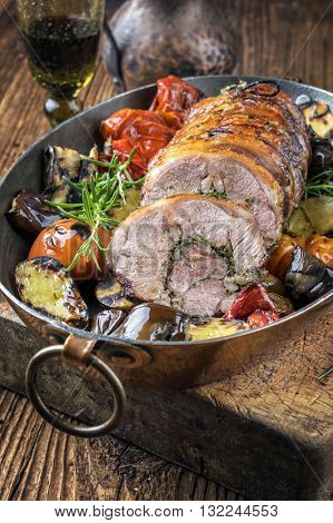 Rolled Lamb Roast with Barbecue Vegetable
