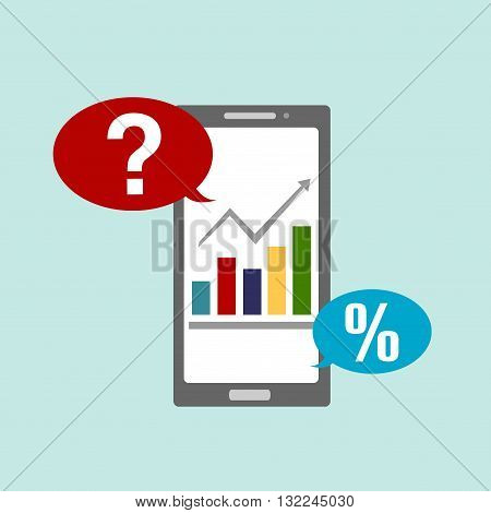 business icons of economy graph with smart phone
