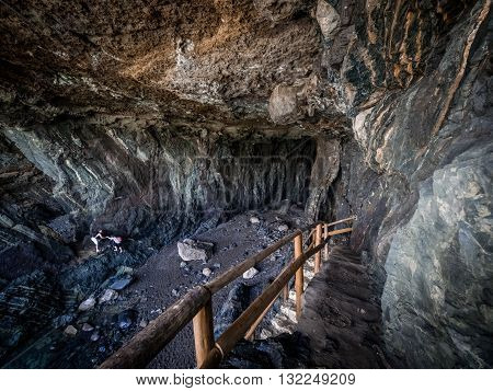 Black volcanic caves near Ajuy village, Fuerteventura, Canary Islands, Spain