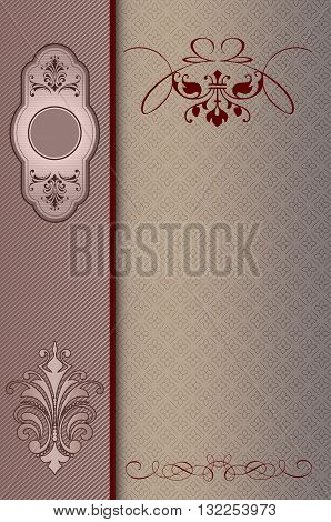 Decorative background with elegant borderframe and patterns. Book cover or vintage invitation card design.