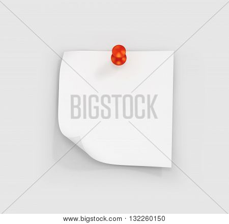 White sticky note paper with curled corners . Paper sheet for reminder and memo. 3d illiustration