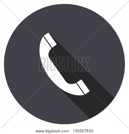 phone vector icon, round flat design button, web and mobile app illustration