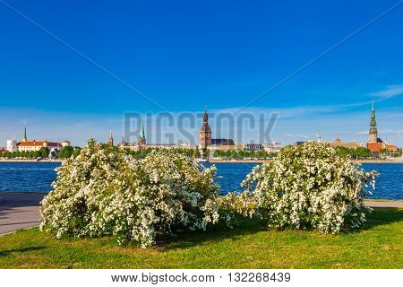 Summer View Of Old Town Of Riga And Daugava River. Riga, Latvia