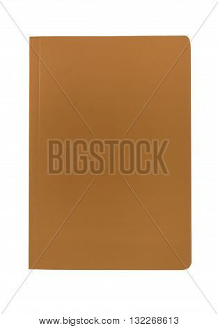 Blank brown paperback book cover isolated on a white background
