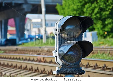 Semaphore regulating railway traffic on the railroad